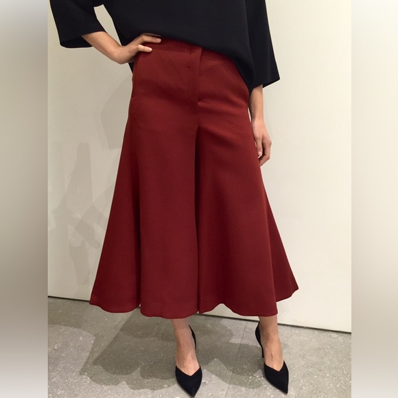 Celine Burgundy Phoebe Philo wool jersey culottes sz 40 - Picture 2 of 14